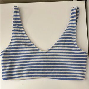 Blue and White Striped Swimsuit
